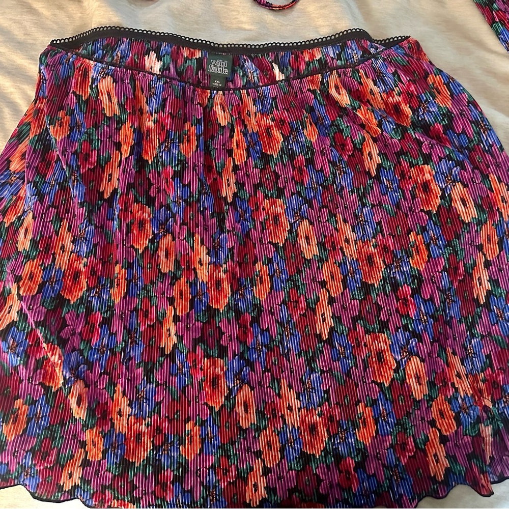 Wild Fable Red and Purple Mini Skater Skirt
